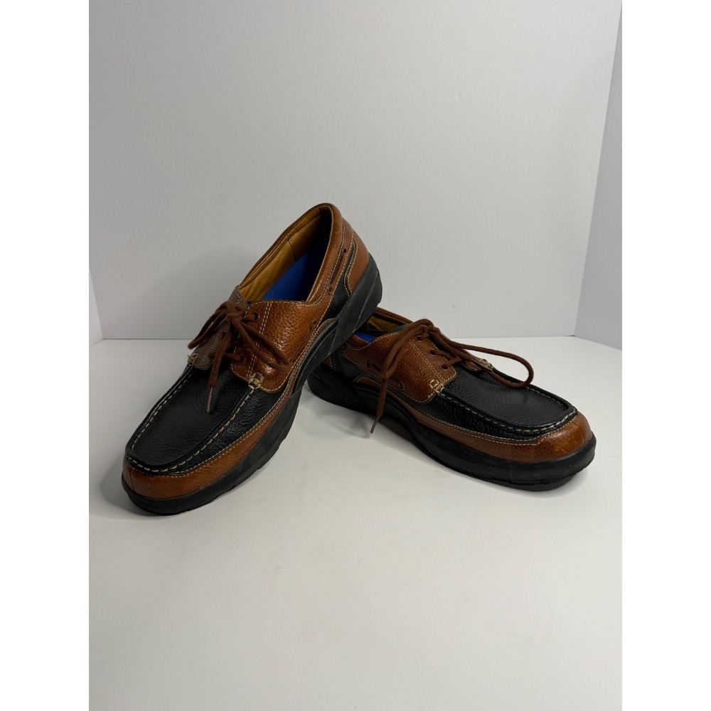 Dr. Comfort Patrick Mens Boat Shoes Brown Black Leather Orthopedic 13W 8560